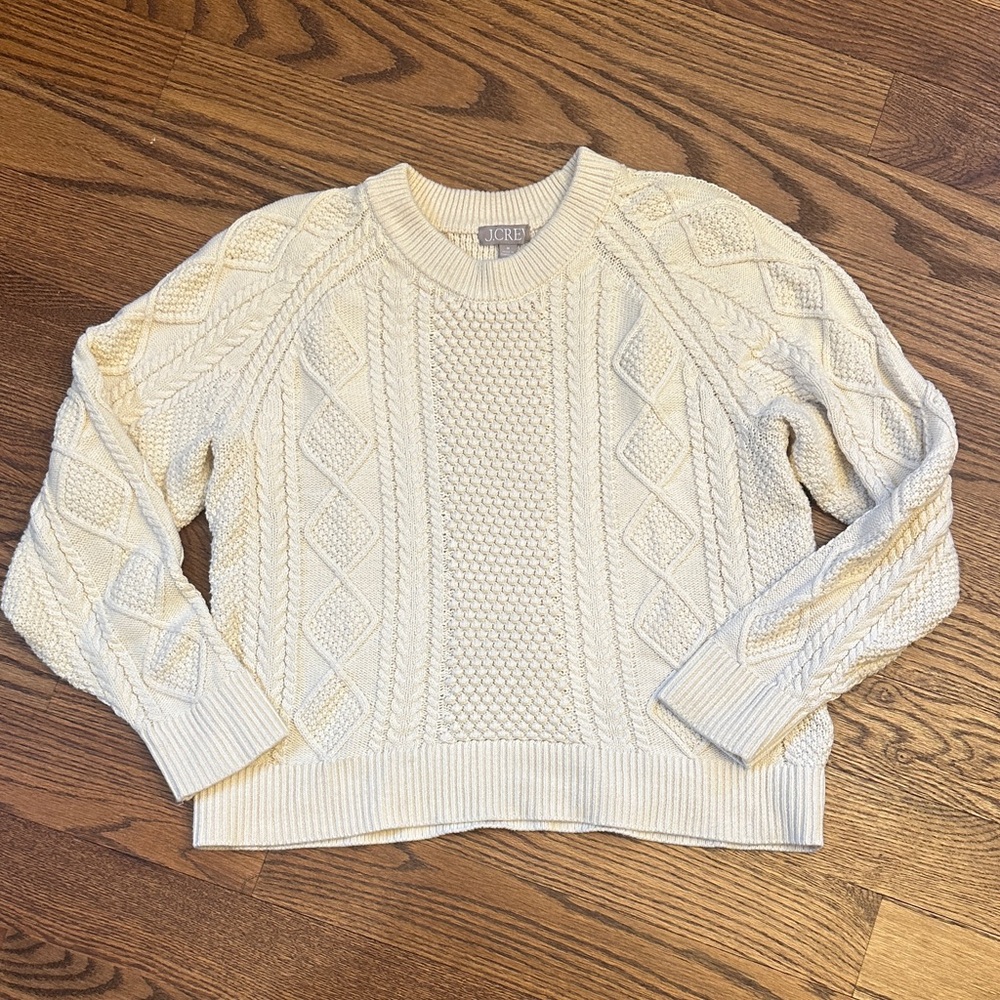 GUC J. Crew Cream Cable Knit Sweater